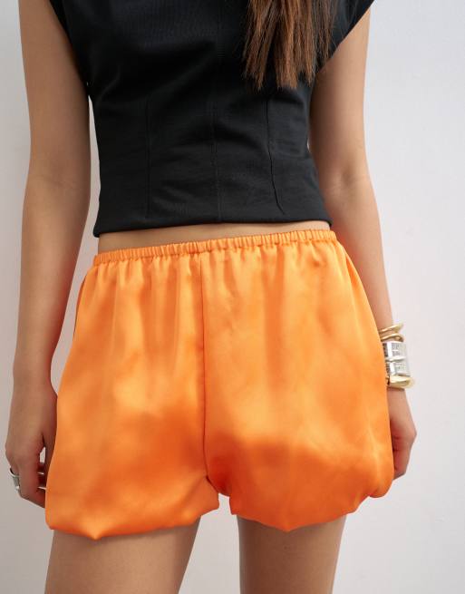 Topshop - Pantaloncini a palloncino in raso arancione, 2 di 5