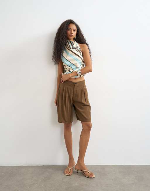 Topshop - Pantaloncini bermuda color cioccolato