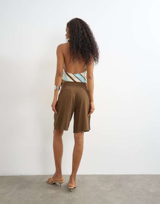 Topshop - Pantaloncini bermuda color cioccolato, 5 di 5