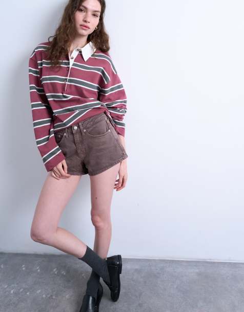 Topshop - Pantaloncini corti di jeans marroni - view 1