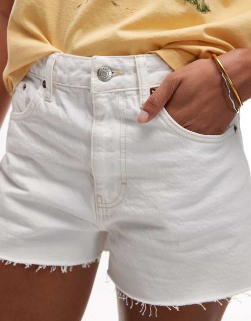 Topshop - Pantaloncini svasati in denim color osso, 3 di 5