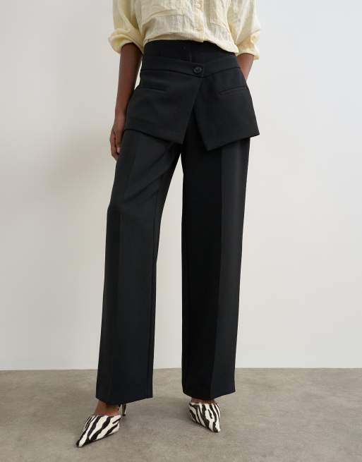 Topshop pantalone sartoriale con dettaglio gonna nero, 1 di 5