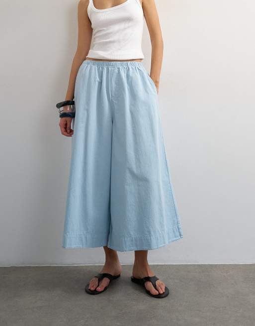 Topshop - Pantalones azul aciano de corte culotte acampanado, 2 de 5
