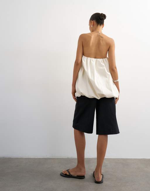 Topshop - Pantalones cortos cargo negros estilo bermudas de corte alargado, 4 de 5