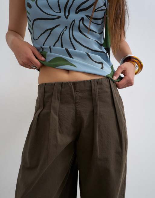 Topshop - Pantalones marrón chocolate de corte globo de popelina, 2 de 5