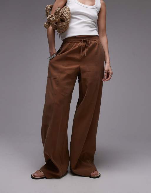 Topshop - Pantaloni a fondo ampio color ruggine