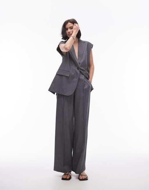 Topshop - Pantaloni a fondo ampio grigi