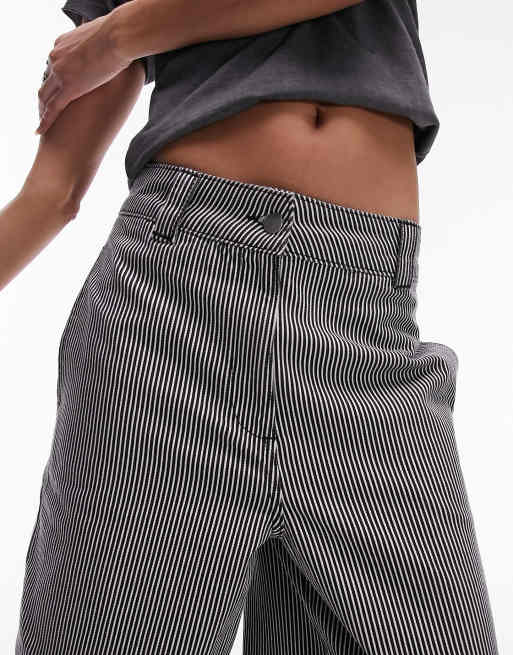Topshop - Pantaloni a fondo ampio neri e bianchi gessati, 3 di 5