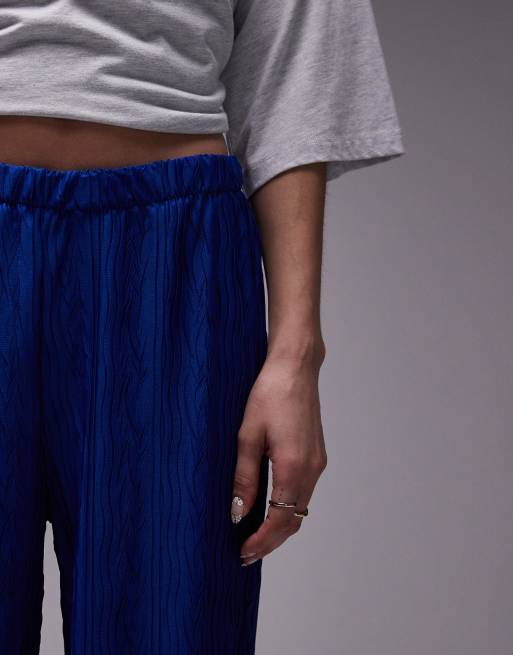 Topshop - Pantaloni a fondo ampio stropicciati plissé cobalto, 5 di 5