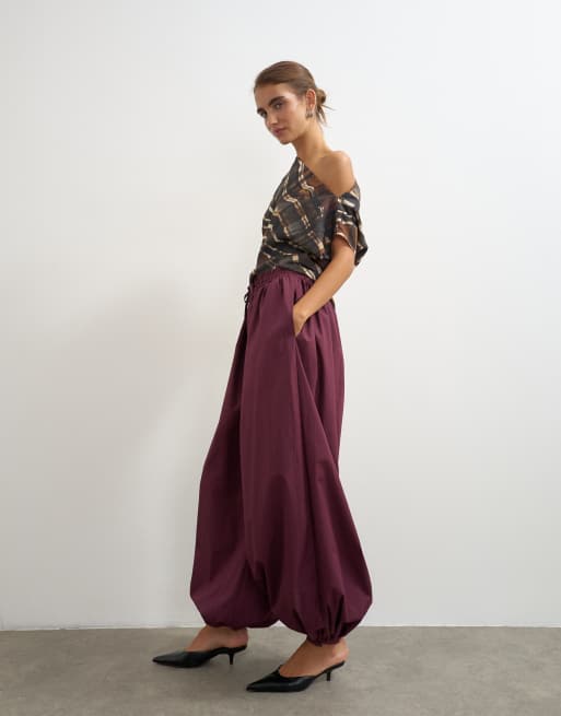 Topshop - Pantaloni a palloncino estremi color fico, 1 di 5