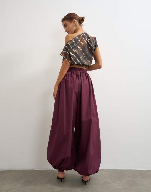 Topshop - Pantaloni a palloncino estremi color fico, 3 di 5