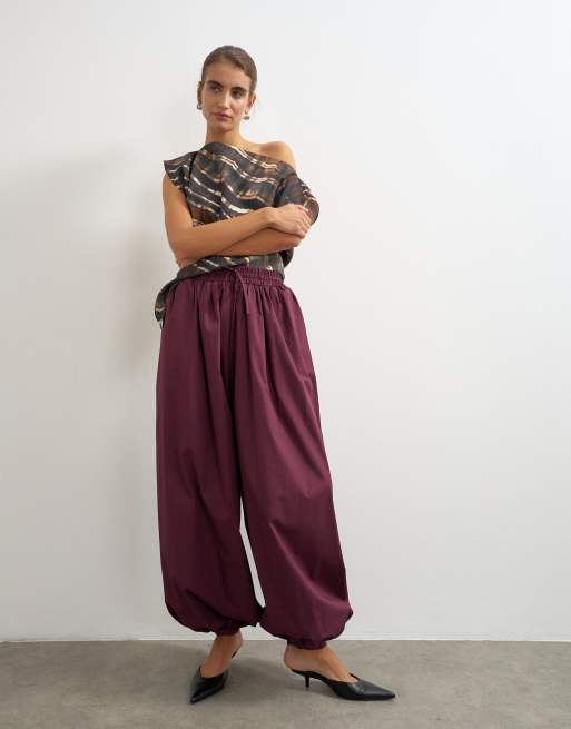 Topshop - Pantaloni a palloncino estremi color fico, 4 di 5