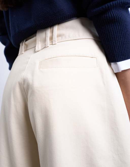 Topshop - Pantaloni a vita alta colore neutro con cintura, 3 di 5