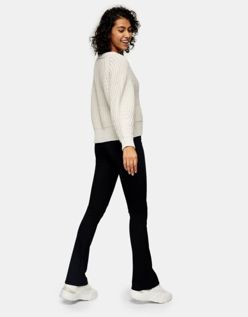 Topshop - Pantaloni a zampa neri a coste, 2 di 4