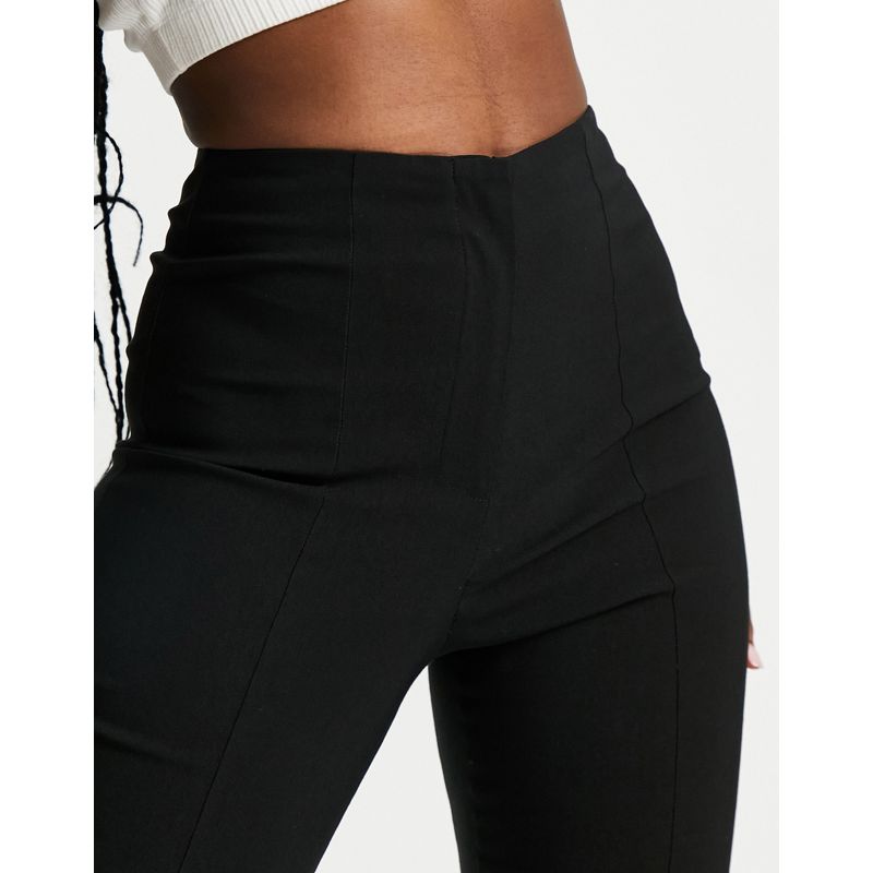 Donna QOBwq Topshop - Pantaloni a zampa neri in bengalina a vita alta con spacchi laterali 