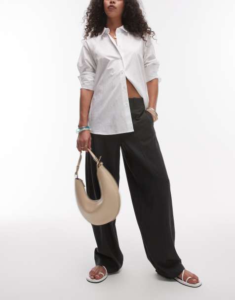 Topshop - Pantaloni affusolati a palloncino grigio antracite a vita medio alta con girovita minimal - view 1