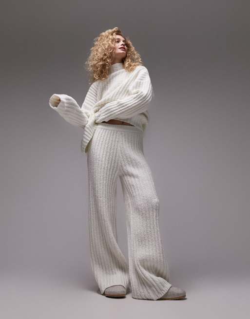 Topshop - Pantaloni bouclé color crema premium