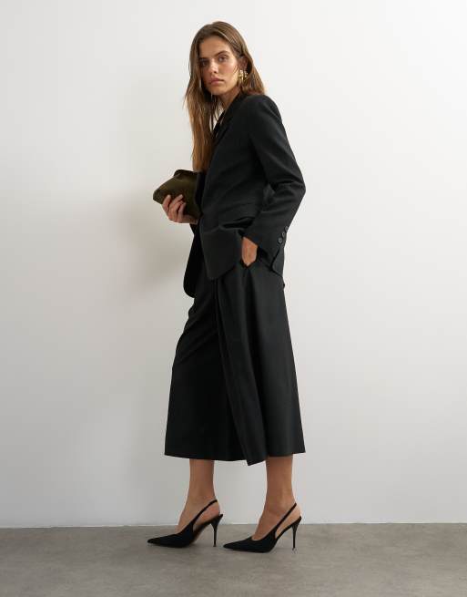 Topshop pantaloni cropped a gamba larga plissettati con cintura neri, 3 di 5