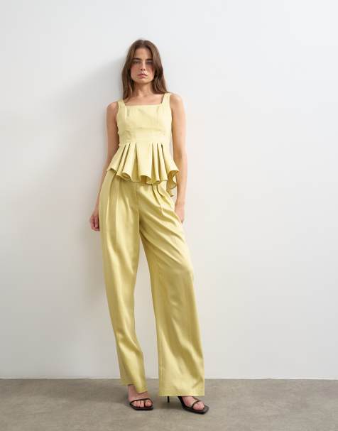 Topshop - Pantaloni da cerimonia extra larghi a pieghe color latticello in coordinato - view 1