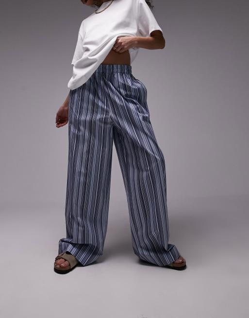 Topshop - Pantaloni dritti blu a righe