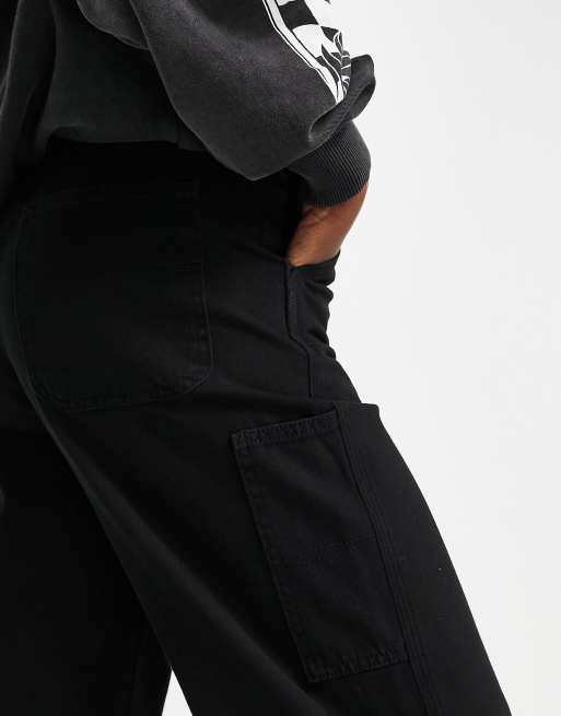 Topshop - Pantaloni dritti casual nero slavato in coordinato, 3 di 4