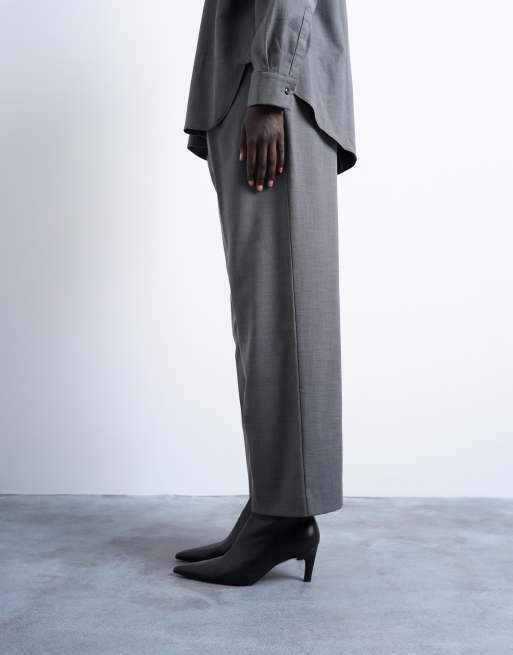 Topshop - Pantaloni extra larghi a pieghe grigi in coordinato, 2 di 5