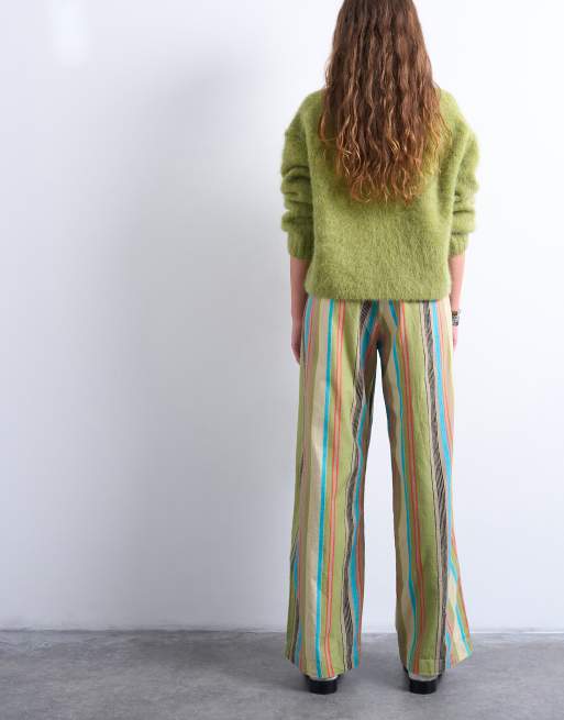 Topshop - Pantaloni in lino a palloncino a righe multicolore, 3 di 5
