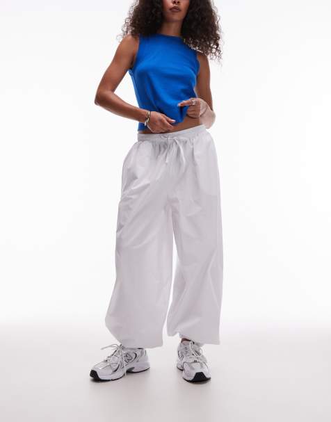 Topshop - Pantaloni in popeline bianchi con polsino - view 1