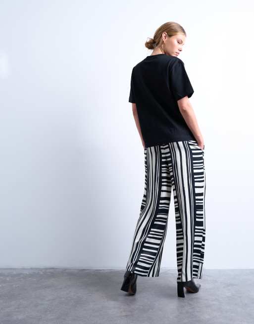 Topshop - Pantaloni in raso a righe monocromatiche vistose in coordinato