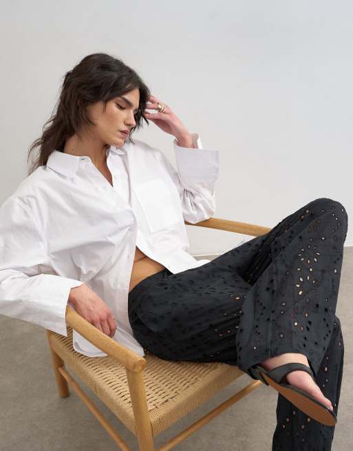 Topshop - Pantaloni neri in pizzo con cut-out e allacciatura in vita, 2 di 5
