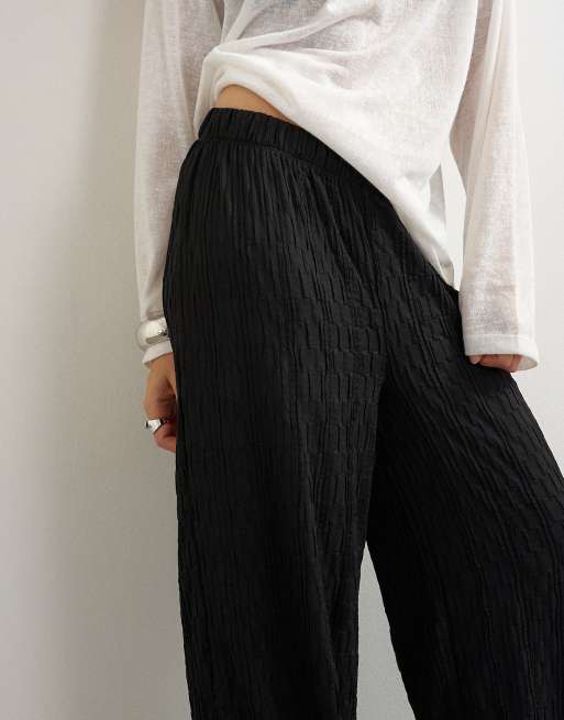 Topshop pantaloni palazzo plissé in jersey neri, 3 di 5