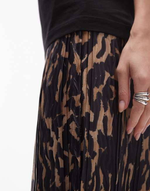 Topshop - Pantaloni plissé con stampa leopardata multicolore, 5 di 5