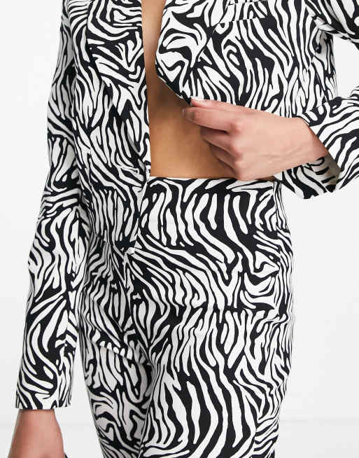 Topshop - Pantaloni sartoriali elasticizzati zebrati in coordinato, 3 di 4