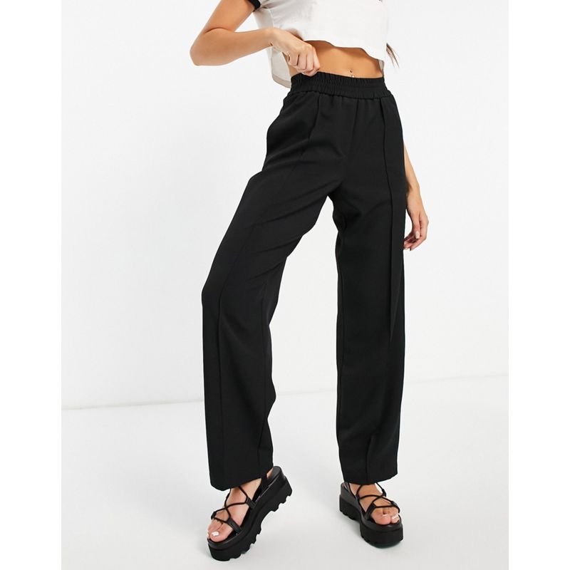 Donna Pantaloni con fondo ampio Topshop - Pantaloni sartoriali neri in twill