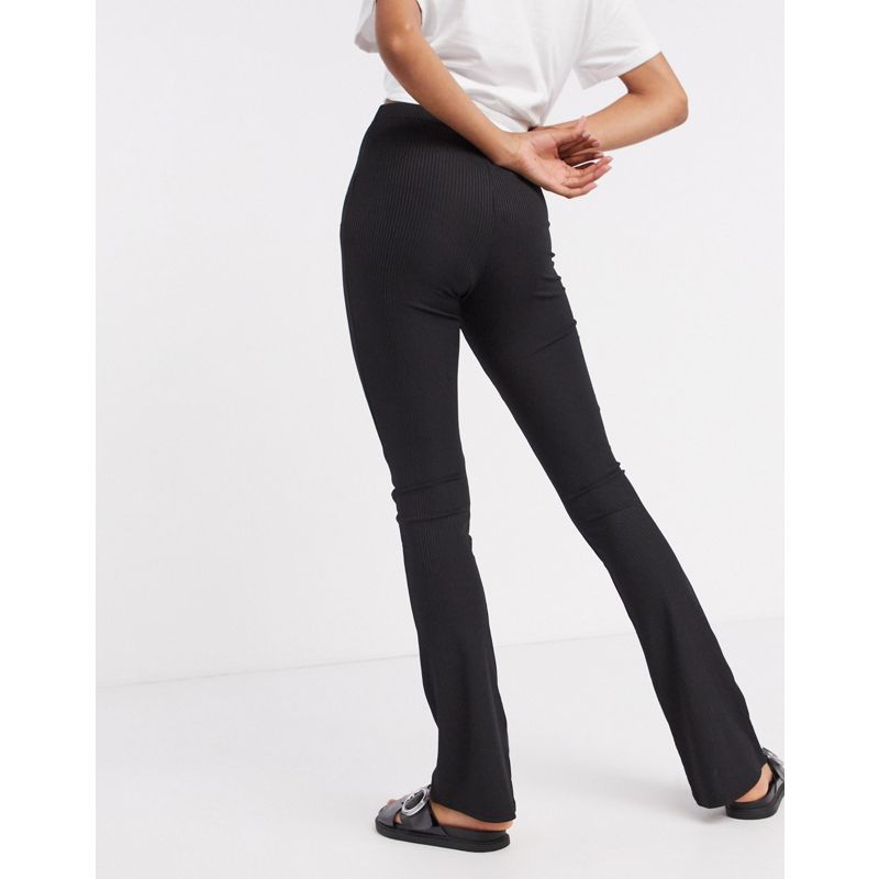 Donna Pantaloni e leggings Topshop - Pantaloni skinny a coste a zampa neri