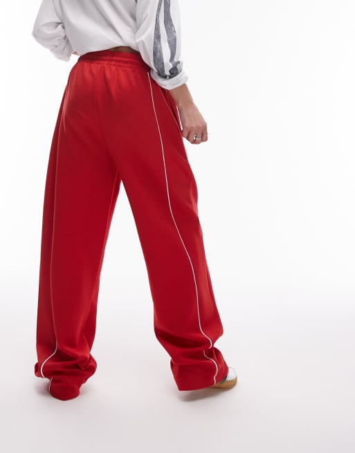 Topshop Pantaloni sportivi rossi con fondo ampio ASOS