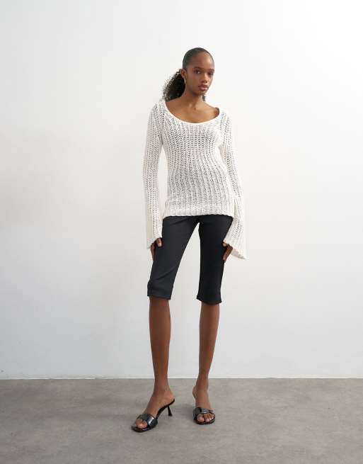 Topshop - Pantaloni taglio corto neri a coste