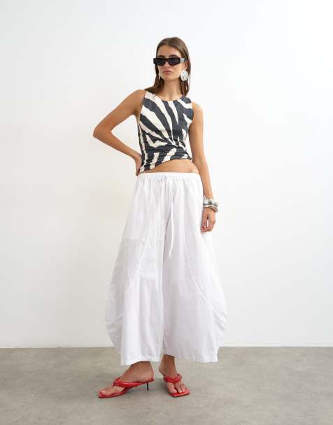 Topshop - Pantaloni tecnici bianchi con motivo a ferro di cavallo - view 1