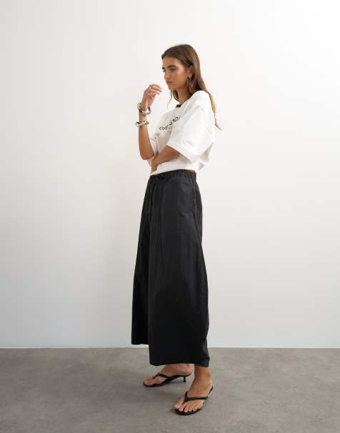 Topshop pantaloni tecnici oversize a uovo di lunghezza media neri - view 1
