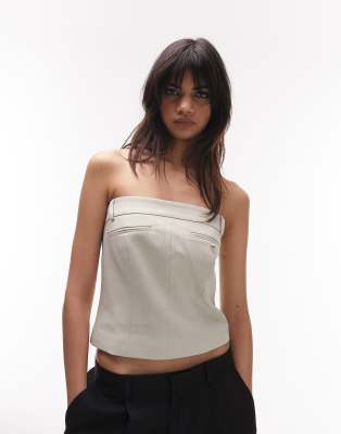 pants detail corset top in stone - part of a set-Green