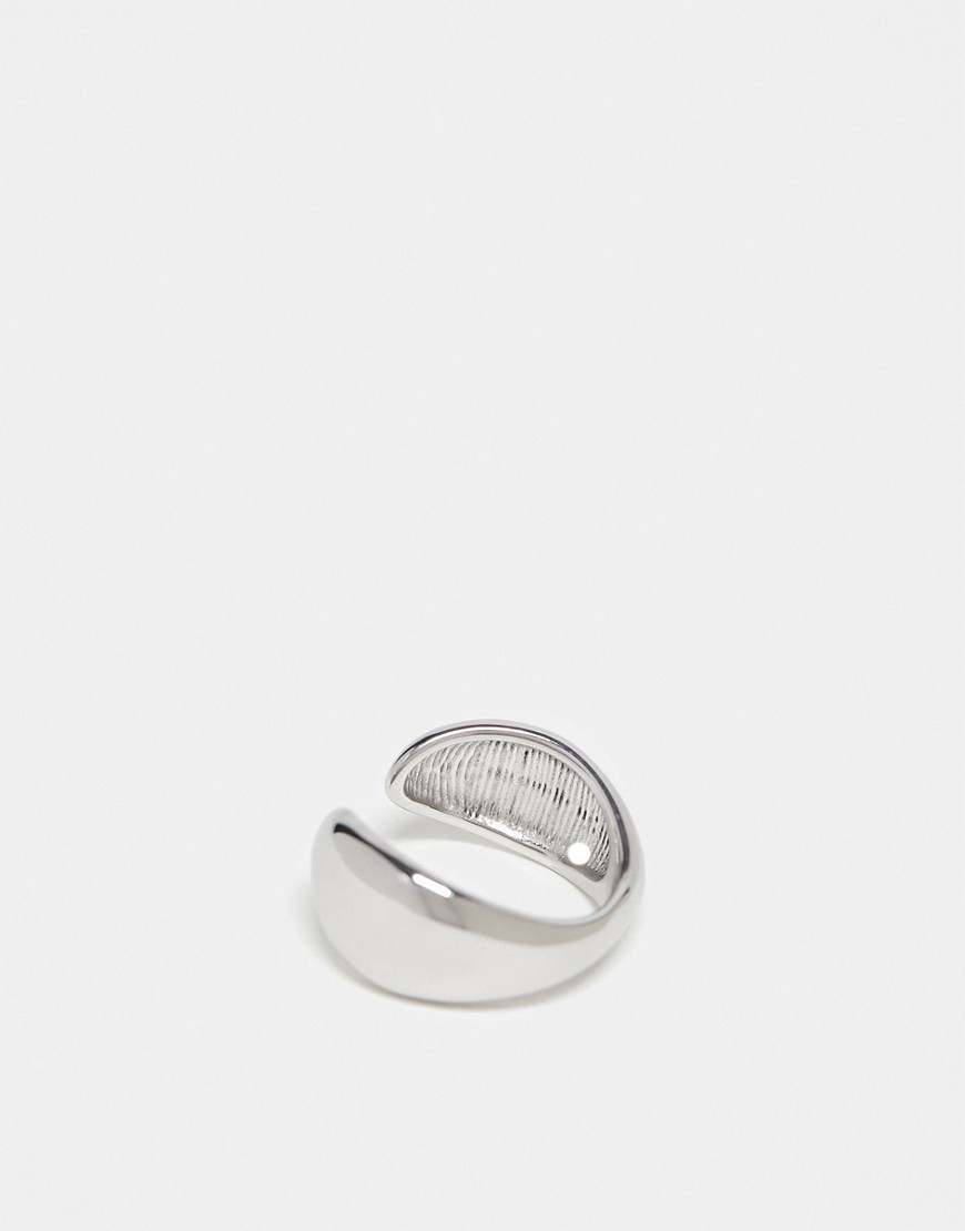 Paolo waterproof stainless steel open ring in silver tone