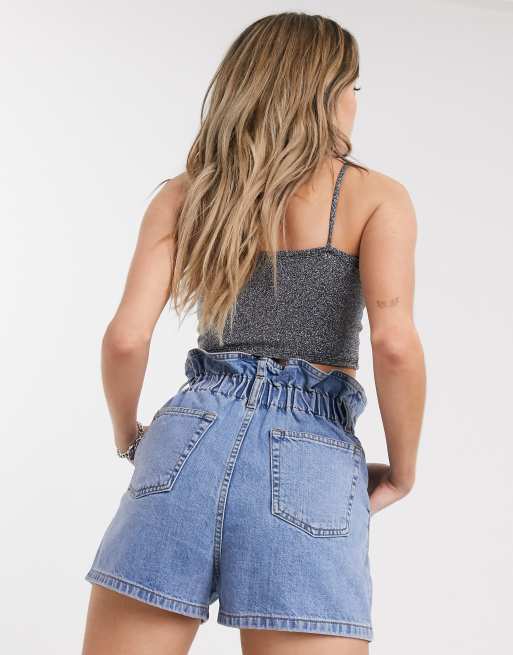 Topshop paperbag store denim shorts