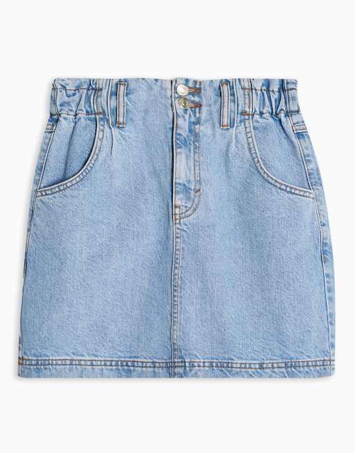 Topshop paperbag denim clearance skirt