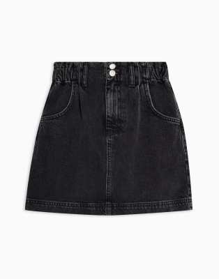 topshop black denim skirt