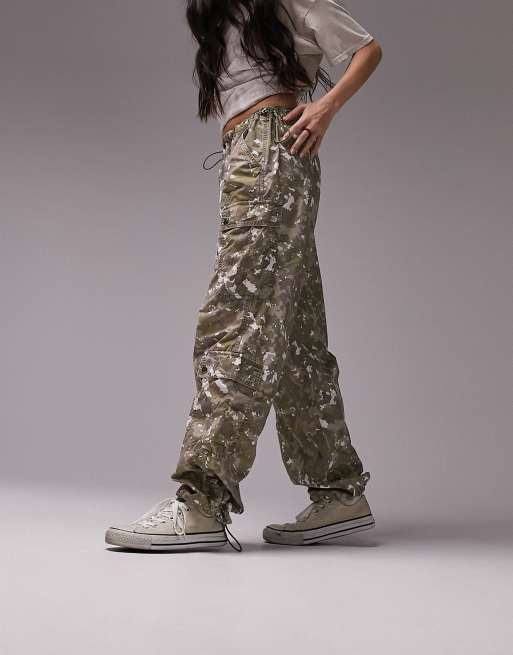 ASOS DESIGN slouchy knee dart cargo pants in camo