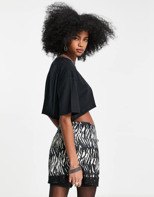 black cropped t shirt topshop