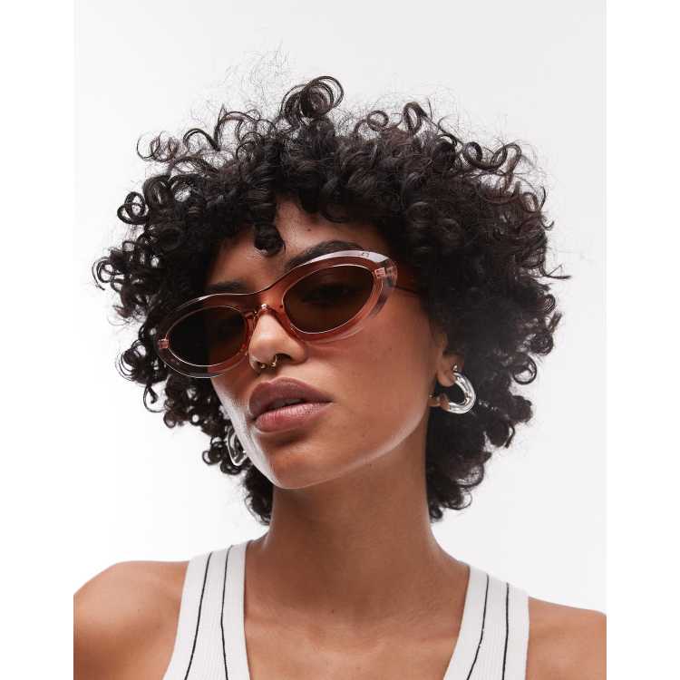 Cute Wavy Metallic Frame Leg Ombre Round Sunglasses