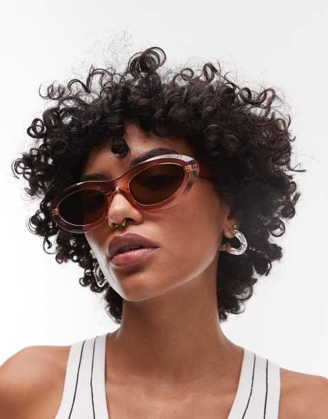 Topshop – Paros – Owalne różowe okulary przeciwsłoneczne - view 1