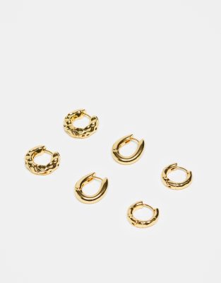 Topshop - Pasha - 3er-Pack Creolen mit 14-Karat-Vergoldung-Goldfarben