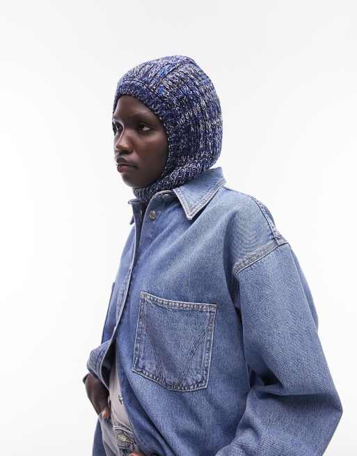 Topshop - Passamontagna blu navy a coste